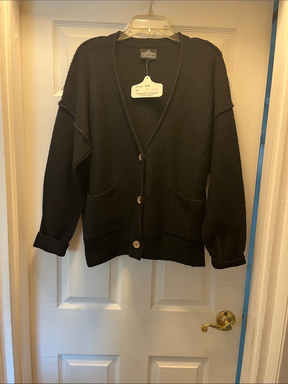 Black Women's Button-Front Cardigan Sweater